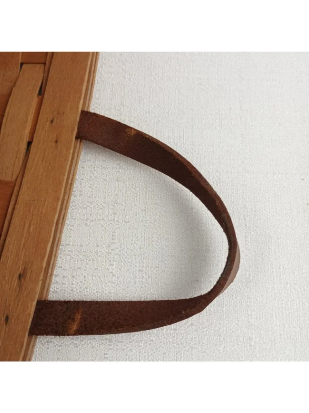 Vintage 1996 Longaberger Wall Hanging Leather Handle Basket Signed
